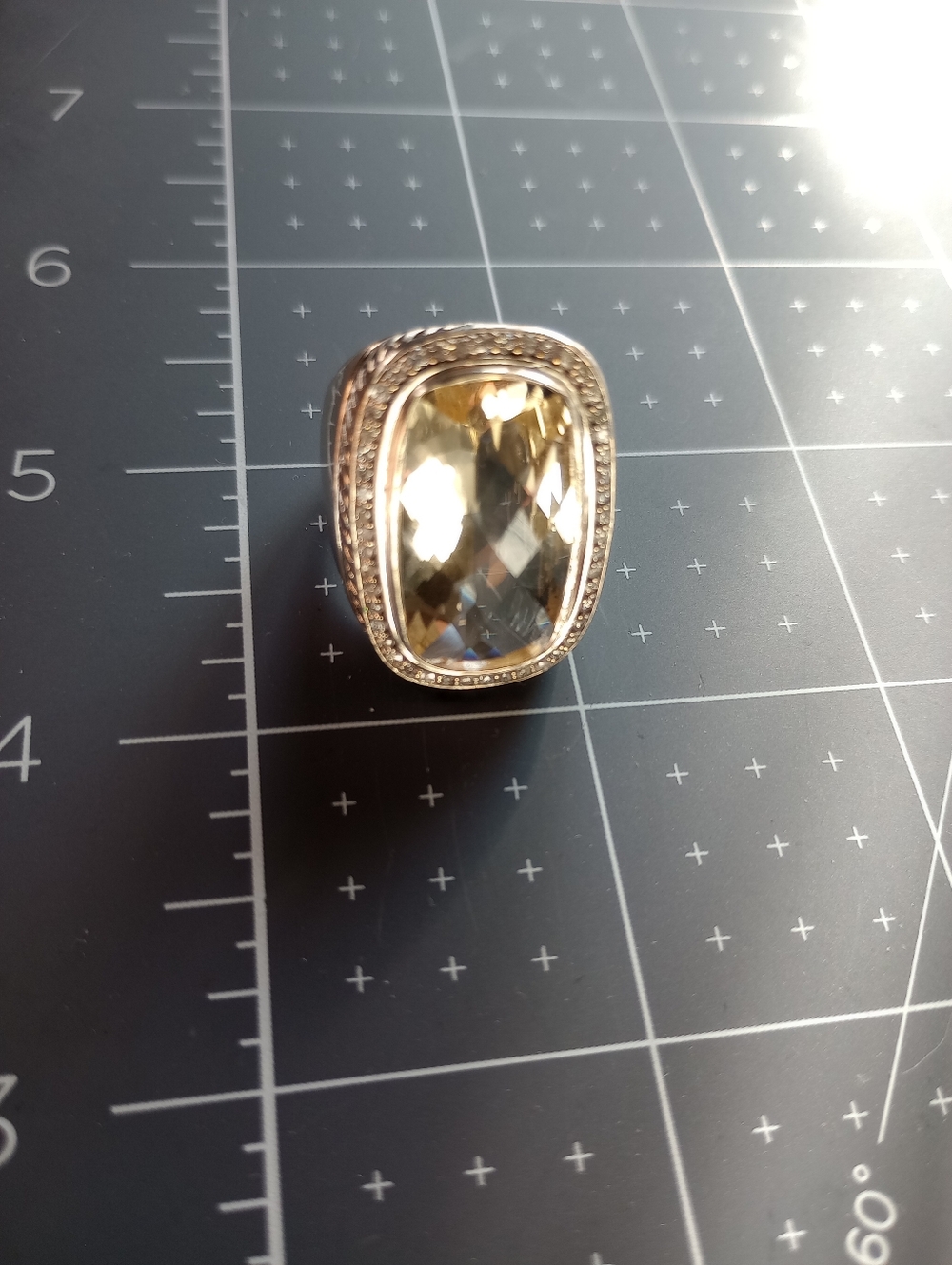David Yurman Champagne & Diamond Albion Ring Size 7 - Picture 14 of 15